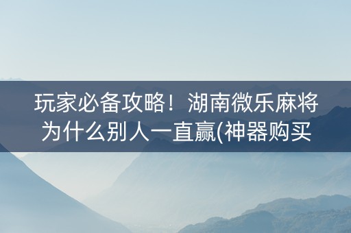 玩家必备攻略！湖南微乐麻将为什么别人一直赢(神器购买好牌规律)