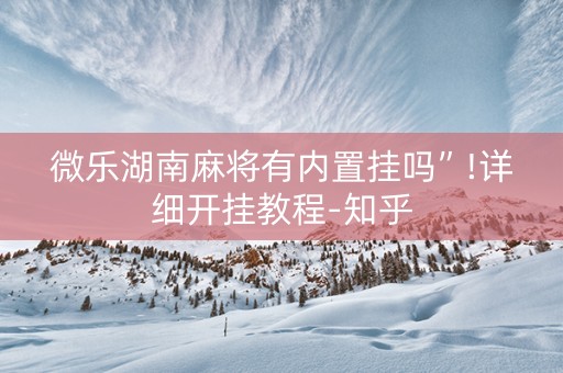 微乐湖南麻将有内置挂吗”!详细开挂教程-知乎