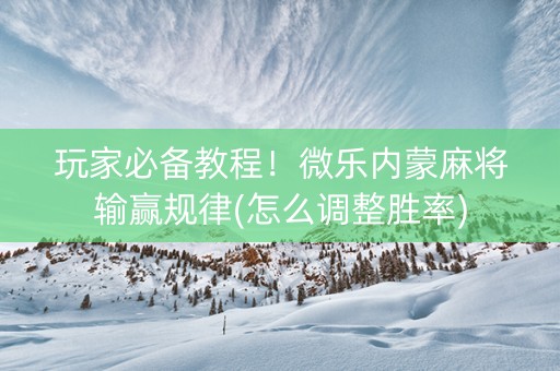 玩家必备教程！微乐内蒙麻将输赢规律(怎么调整胜率)