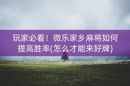 玩家必看！微乐家乡麻将如何提高胜率(怎么才能来好牌)