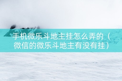 手机微乐斗地主挂怎么弄的（微信的微乐斗地主有没有挂）