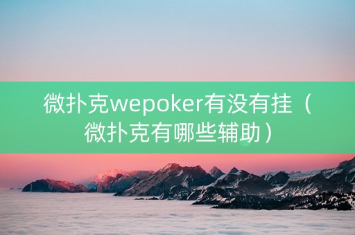 微扑克wepoker有没有挂（微扑克有哪些辅助）