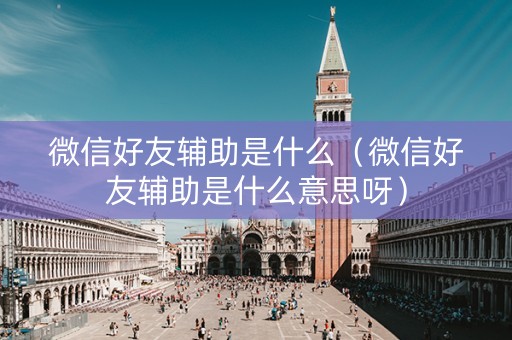 微信好友辅助是什么（微信好友辅助是什么意思呀）