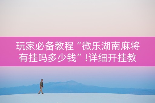 玩家必备教程“微乐湖南麻将有挂吗多少钱”!详细开挂教程-知乎