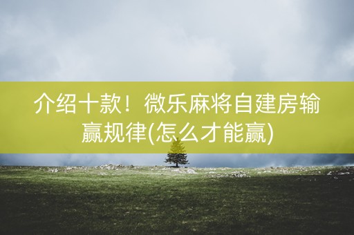 介绍十款！微乐麻将自建房输赢规律(怎么才能赢)