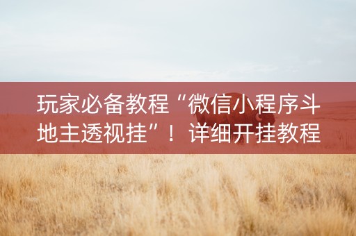 玩家必备教程“微信小程序斗地主透视挂”！详细开挂教程（确实真的有挂)-知乎