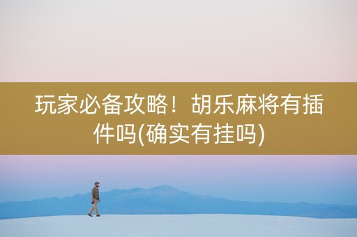 玩家必备攻略！胡乐麻将有插件吗(确实有挂吗)