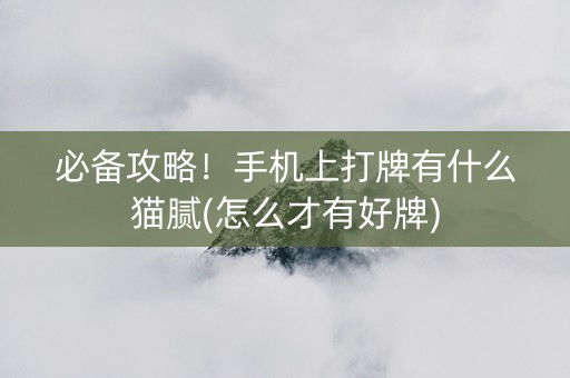 必备攻略！手机上打牌有什么猫腻(怎么才有好牌)