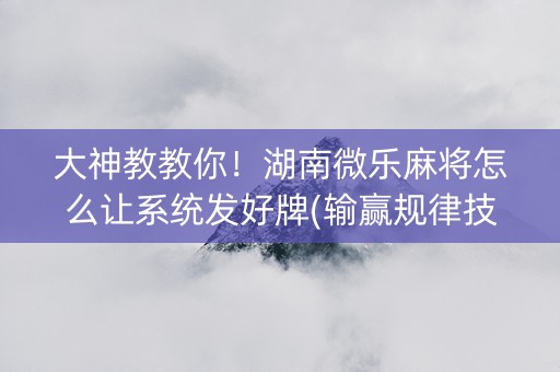 大神教教你！湖南微乐麻将怎么让系统发好牌(输赢规律技巧)