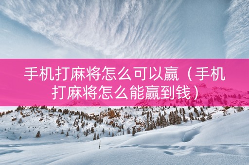手机打麻将怎么可以赢（手机打麻将怎么能赢到钱）