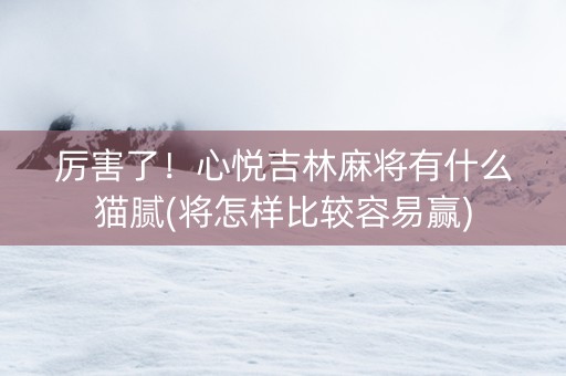 厉害了！心悦吉林麻将有什么猫腻(将怎样比较容易赢)