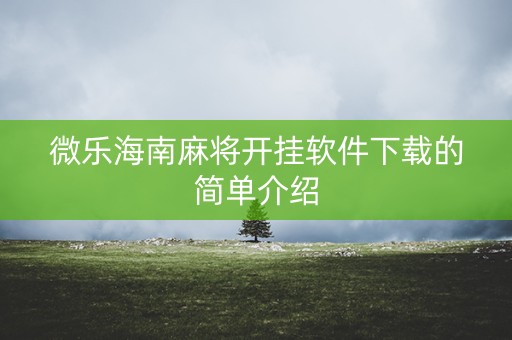 微乐海南麻将开挂软件下载的简单介绍