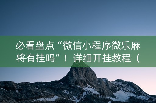 必看盘点“微信小程序微乐麻将有挂吗”！详细开挂教程（确实真的有挂)-知乎