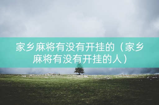 家乡麻将有没有开挂的（家乡麻将有没有开挂的人）