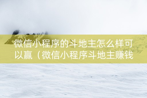 微信小程序的斗地主怎么样可以赢（微信小程序斗地主赚钱是哪个）