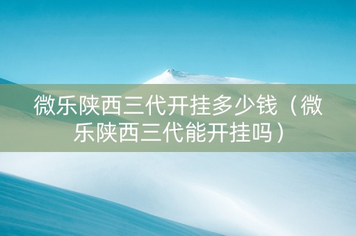 微乐陕西三代开挂多少钱（微乐陕西三代能开挂吗）