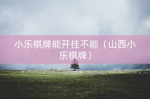 小乐棋牌能开挂不能（山西小乐棋牌）