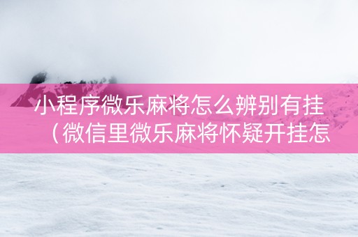 小程序微乐麻将怎么辨别有挂（微信里微乐麻将怀疑开挂怎么查）