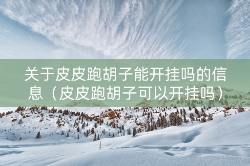 关于皮皮跑胡子能开挂吗的信息（皮皮跑胡子可以开挂吗）