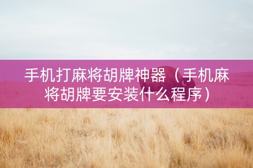 手机打麻将胡牌神器（手机麻将胡牌要安装什么程序）