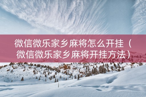 微信微乐家乡麻将怎么开挂（微信微乐家乡麻将开挂方法）