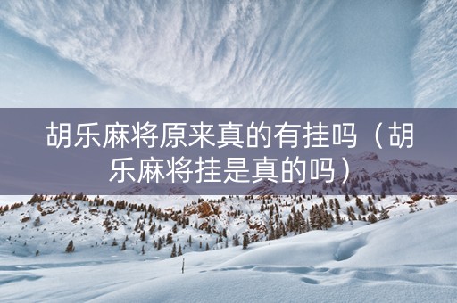 胡乐麻将原来真的有挂吗（胡乐麻将挂是真的吗）