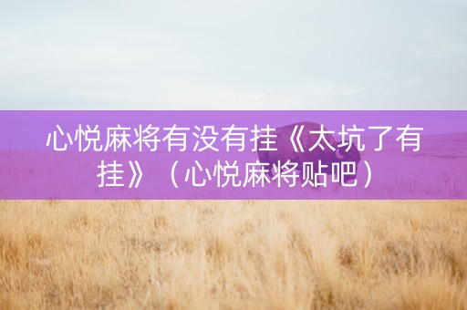 心悦麻将有没有挂《太坑了有挂》（心悦麻将贴吧）