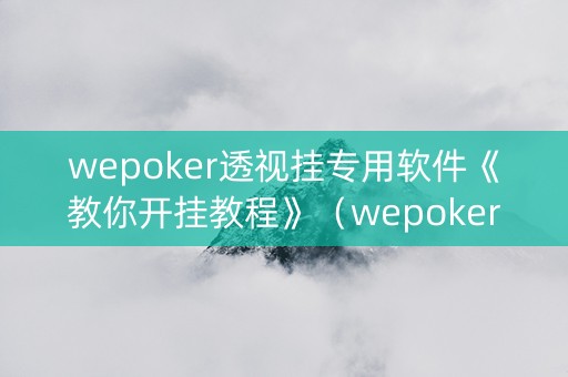 wepoker透视挂专用软件《教你开挂教程》（wepoker透视挂被骗图）