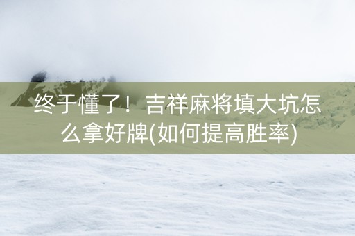 终于懂了！吉祥麻将填大坑怎么拿好牌(如何提高胜率)