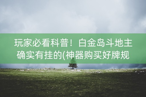 玩家必看科普！白金岛斗地主确实有挂的(神器购买好牌规律)
