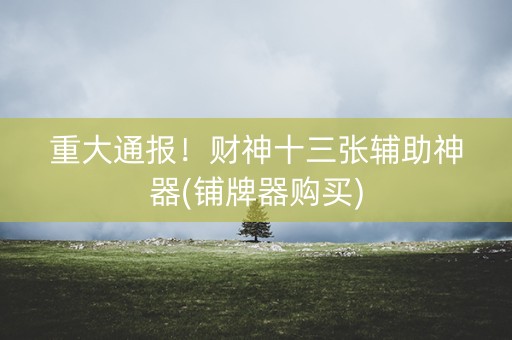 重大通报！财神十三张辅助神器(铺牌器购买)