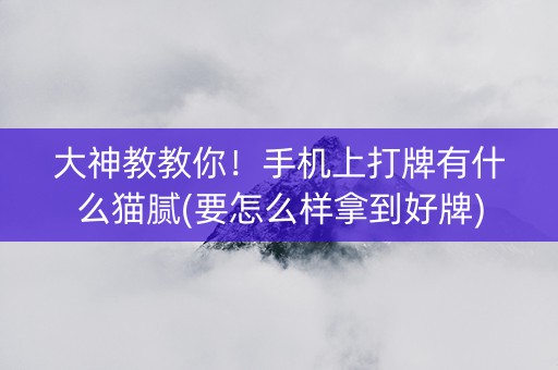 大神教教你！手机上打牌有什么猫腻(要怎么样拿到好牌)