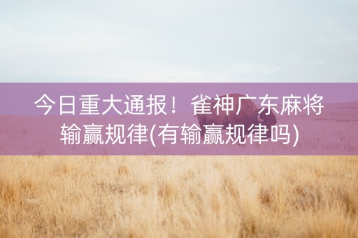 今日重大通报！雀神广东麻将输赢规律(有输赢规律吗)
