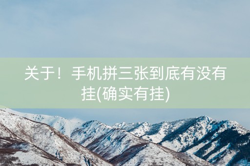 关于！手机拼三张到底有没有挂(确实有挂)