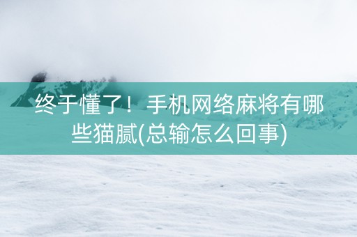 终于懂了！手机网络麻将有哪些猫腻(总输怎么回事)