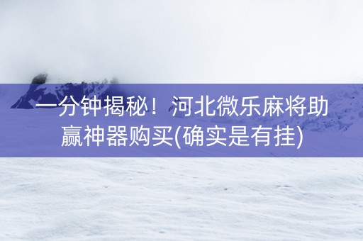 一分钟揭秘！河北微乐麻将助赢神器购买(确实是有挂)