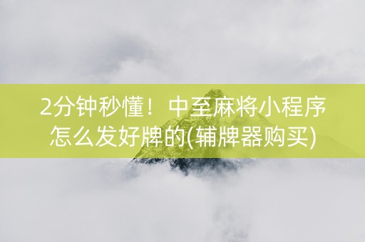 2分钟秒懂！中至麻将小程序怎么发好牌的(辅牌器购买)