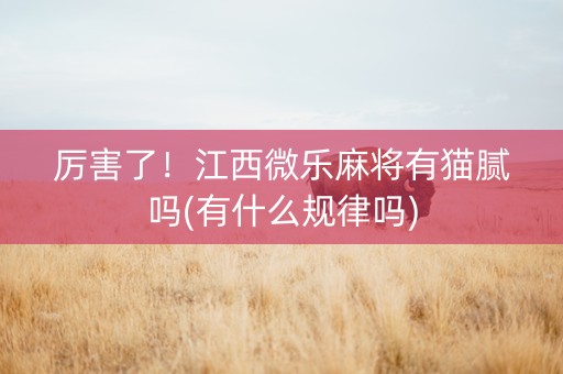 厉害了！江西微乐麻将有猫腻吗(有什么规律吗)