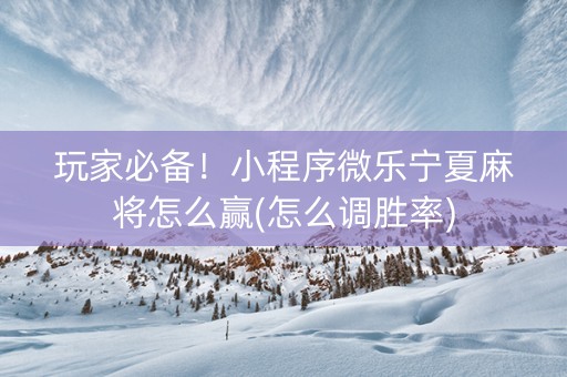 玩家必备！小程序微乐宁夏麻将怎么赢(怎么调胜率)