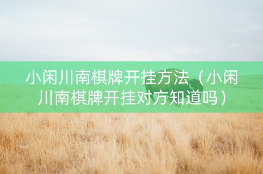 小闲川南棋牌开挂方法（小闲川南棋牌开挂对方知道吗）