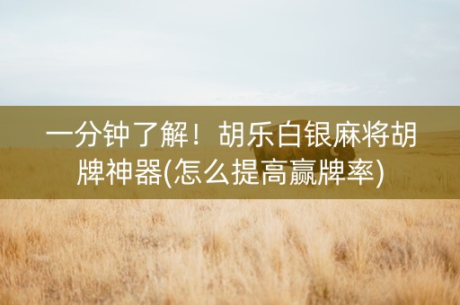 一分钟了解！胡乐白银麻将胡牌神器(怎么提高赢牌率)