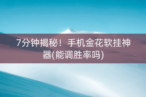 7分钟揭秘！手机金花软挂神器(能调胜率吗)
