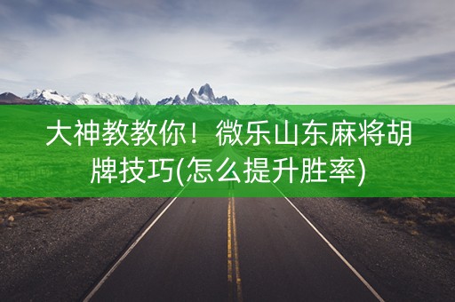 大神教教你！微乐山东麻将胡牌技巧(怎么提升胜率)