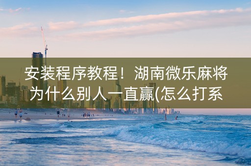 安装程序教程！湖南微乐麻将为什么别人一直赢(怎么打系统才能给好牌)