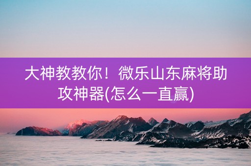 大神教教你！微乐山东麻将助攻神器(怎么一直赢)
