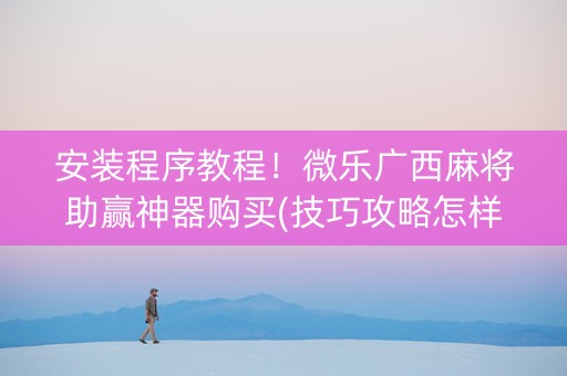 安装程序教程！微乐广西麻将助赢神器购买(技巧攻略怎样拿好牌)