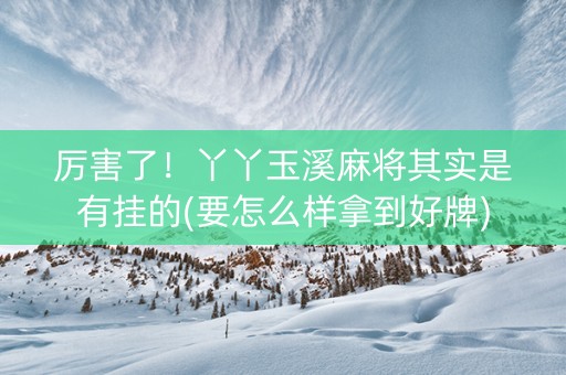 厉害了！丫丫玉溪麻将其实是有挂的(要怎么样拿到好牌)
