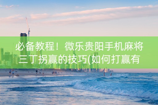 必备教程！微乐贵阳手机麻将三丁拐赢的技巧(如何打赢有插件吗)