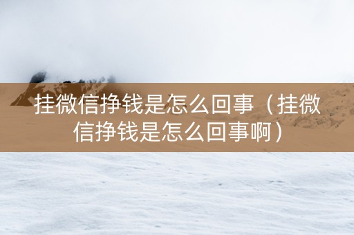 挂微信挣钱是怎么回事（挂微信挣钱是怎么回事啊）
