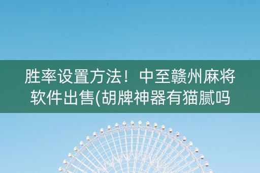 胜率设置方法！中至赣州麻将软件出售(胡牌神器有猫腻吗)